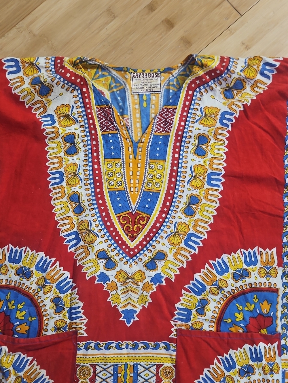 Gypsy Rose  Authentic vintage, Handmade Cotton Block print Top With Pockets !